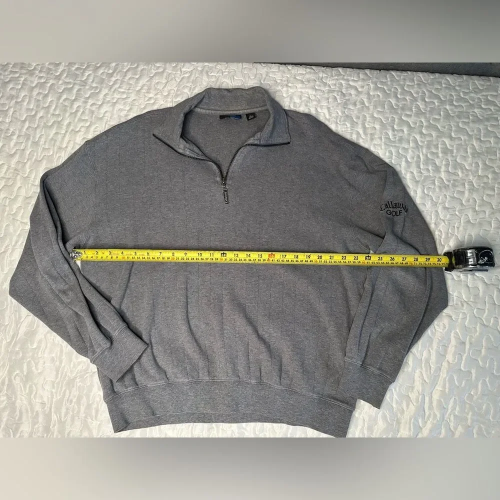 Callaway Golf Men’s Large Quarter-Zip Pullover Sweater 100% Cotton Gray